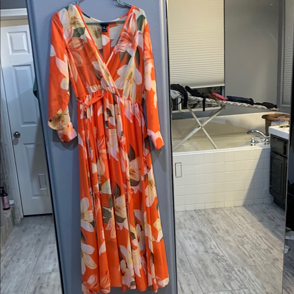 Floral Orange Maxi Dress